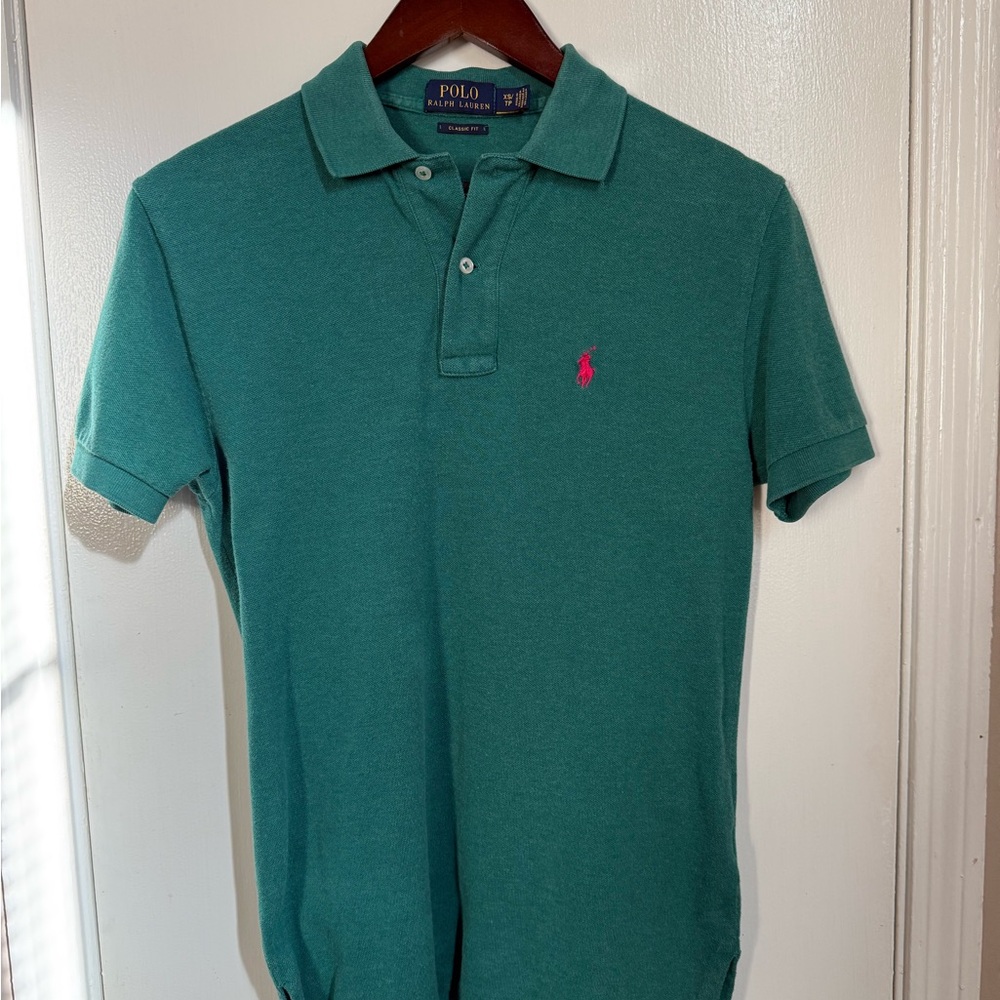 Polo Ralph Lauren Classic Fit Polo Shirt – Green w/ Pink Pony
